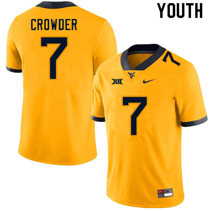 NCAA Youth Will Crowder West Virginia Mountaineers Gold #7 Nike Stitched Football College Authentic Jersey PT23U15JY